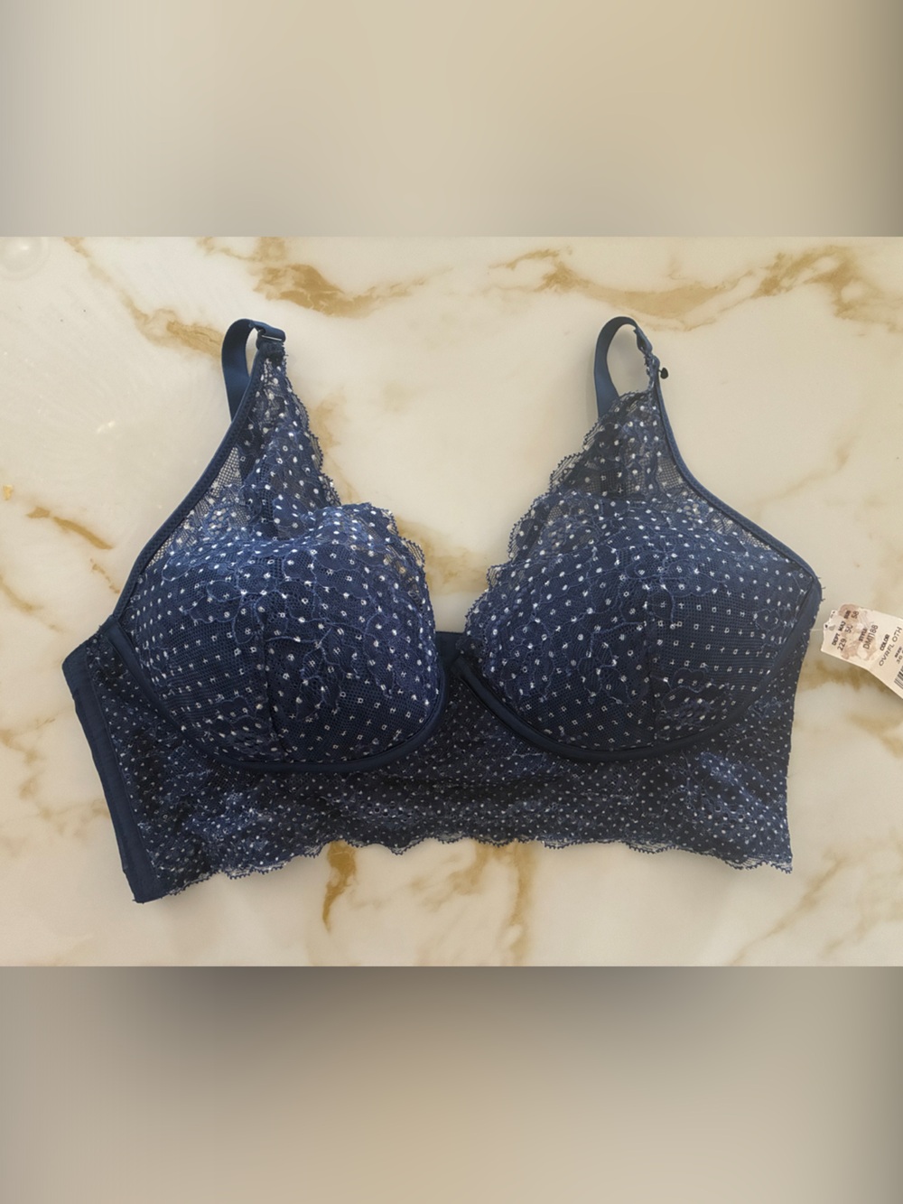 Maidenform Navy Polka Dot Lace Underwire Bra